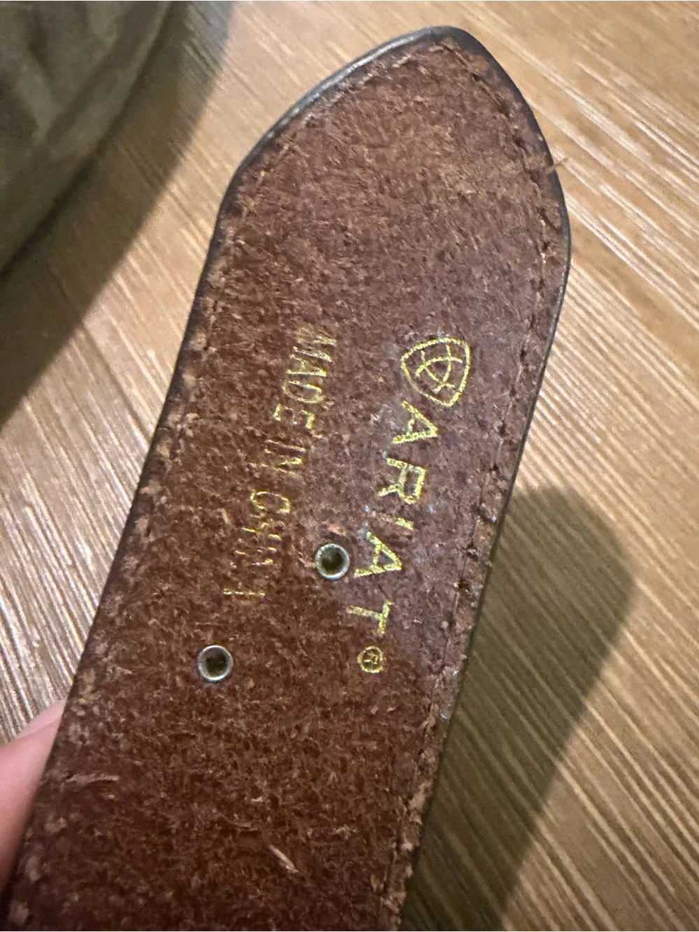 Ariat Western Embossed Tooled Brown Leather Belt with Concho Accents M